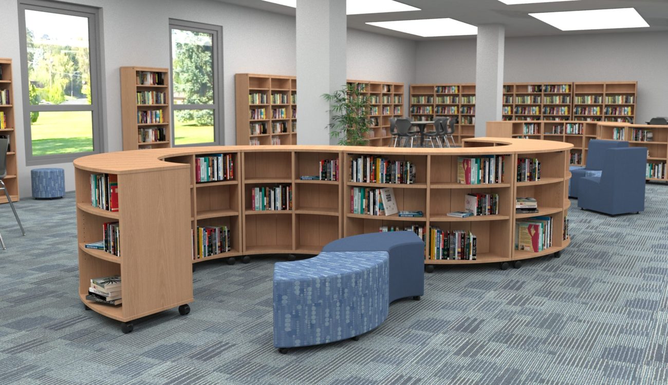 Library Curved Bookcase-env