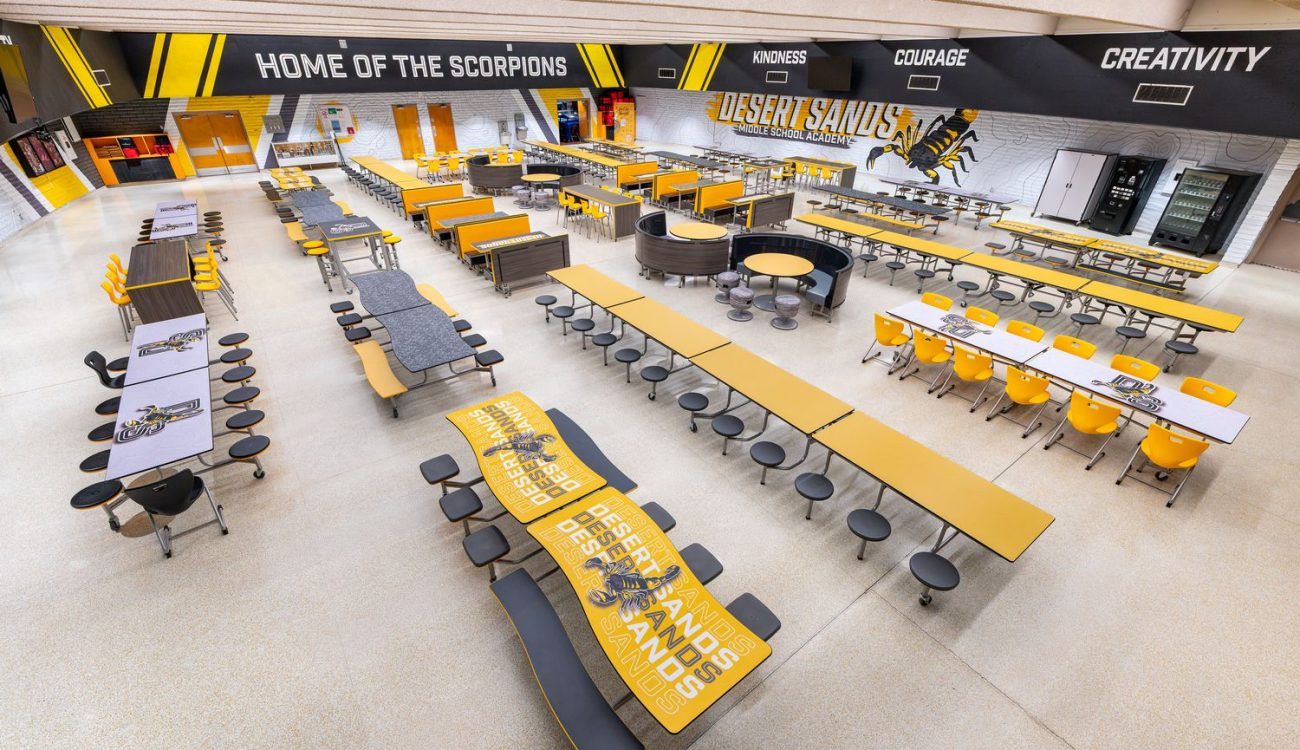 activity tables, American manufacturer, After, AmTab, AmTab.com, booth systems, booths, café, cafe environments, cafe spaces, café table, café tables, cafeteria, cafeteria furniture, cafeteria tables, child nutrition, classroom, classroom décor, classroom furniture, classroom graphics, classroom signage, common area décor, common area graphics, Deluxe Rectangle Stool, Deluxe Round Stool, desk, desks, dining commons, dining commons furniture, dry erase tables, dynamic furniture, dyna-rock, fold and roll tables, fold-and-roll tables, folding tables, food court, food court décor, food court signage, fun, Heavy-Duty Recycling Receptacle for 55 Gallons, high-impact, innovative classroom furniture, interior décor, interior graphics, k-12 dining commons, k-12 dining commons furniture, k-12 dining commons graphics, learning environments, learning spaces, logo tables, lunchroom, lunchroom tables, made in America, made in the USA, mobile e-z riser, mobile stool table, mobile tables, modern, modern cafeteria, modernization, music centers, performance centers, popular, portable, risers, school furniture, school nutrition, School Signs, School Wall Decor, School Wall Graphics, science lab, science lab tables, Seating Concepts, signage, stages, stem room tables, stem tables, student food courts, technology tables, upgrade back shelf, USA made, wall graphics, white board tables, K12schools, café design, classroom design, Arizona, Desert Sands Middle School, Phoenix, ErgoEngageChair-6, ErgoEngageCounterChair-1, EssentialStool-18, HMBS244, MBZT245, MCT308, MFBS245, MGST3652, MSBOWT1262, MST1212, MT12, PTR4830